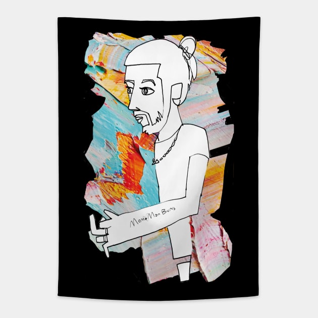 Love Mom and Man Buns Hipster Guy Tapestry by badlydrawnbabe