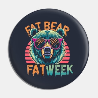 fat bear week retrowave Pin