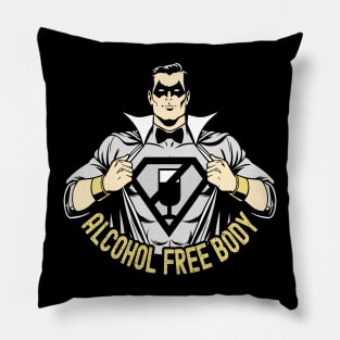 Superhero Sobriety Emblem - Alcohol Free Lifestyle Hero Graphic Pillow