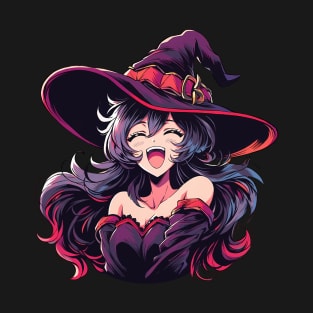 Cute Anime Halloween Witch Smiling T-Shirt