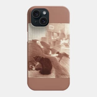 Woman laying on a sofa with her cats Phone Case