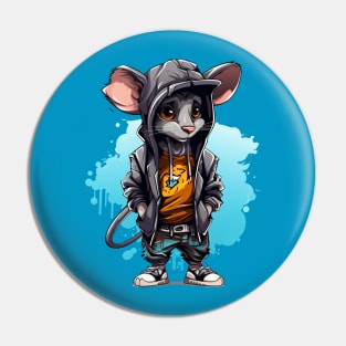 Rabble-rousing rat, street art style Pin