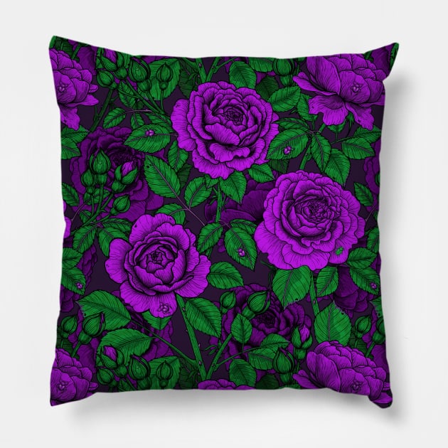 Purple roses Pillow by katerinamk