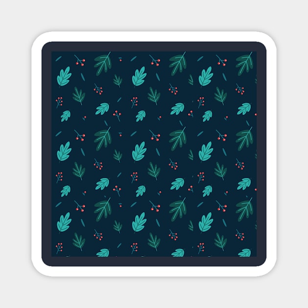 Blue colored flower pattern Magnet by Grave Studio