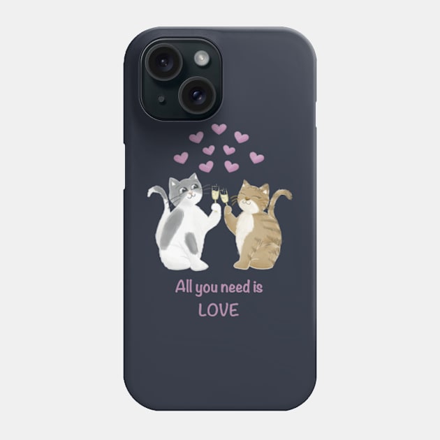 All you need is love cats Phone Case by AbbyCatAtelier