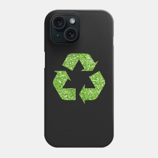 Green Faux Glitter Recycle Symbol Phone Case