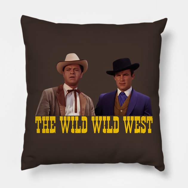 The Wild Wild West - Jim West, Artemus Gordon - 60s Sci Fi Western Pillow by wildzerouk