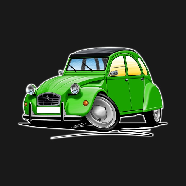 Citroen 2CV Green Classic Car Art by y30man5