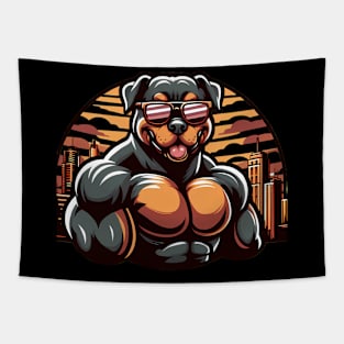 Funny Rottweiler with Sunglasses Tapestry