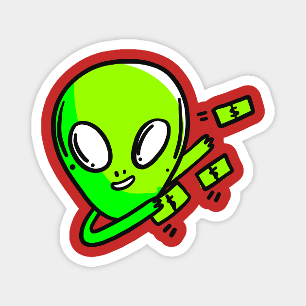 Confident Alien Space Alien Alien Head Magnet by rjstyle7