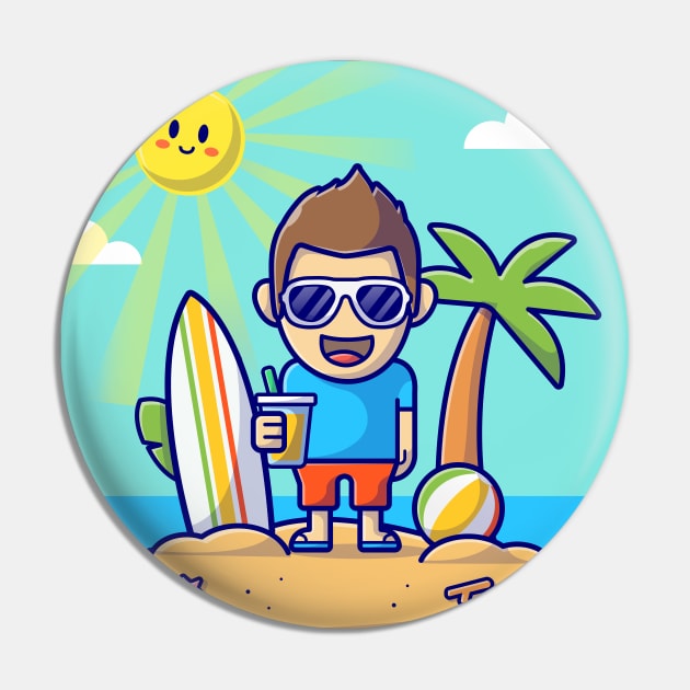 Cute Boy On the Beach In Summer Day Pin by Catalyst Labs