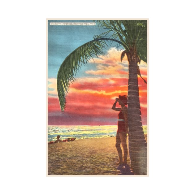 Silhouettes at sunset in Florida postcard by WAITE-SMITH VINTAGE ART