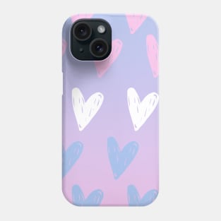 gradient blue pink and white hearts covers Phone Case