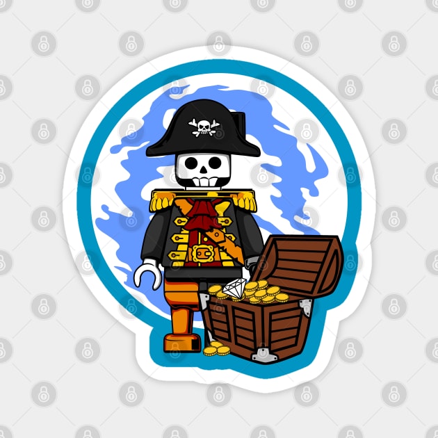 PIRATE SKULL CARTOON Magnet by beanbeardy