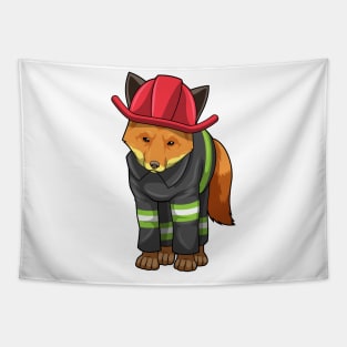 Fox as Firefighter with Helmet Tapestry