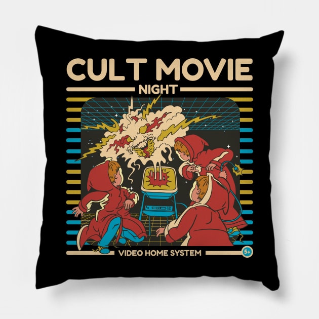 Cult Movie Night Funny Childrens Book Parody Pillow by Visual Vibes