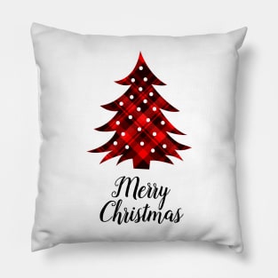 Merry Christmas Plaid Christmas Tree Pillow