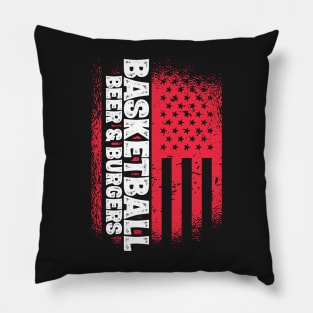 Basketball Beer And Burgers - US Flag design Pillow