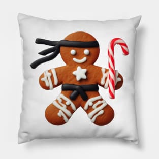 Funny Ninja Gingerbread Man Cookie Candy Cane Sword Pillow