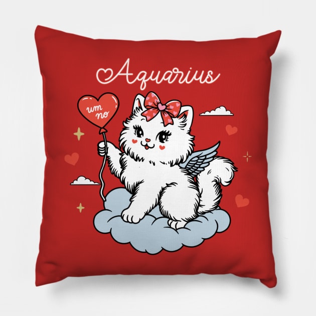 Aquarius Sassy Valentines Kitty Pillow by moonstruck crystals
