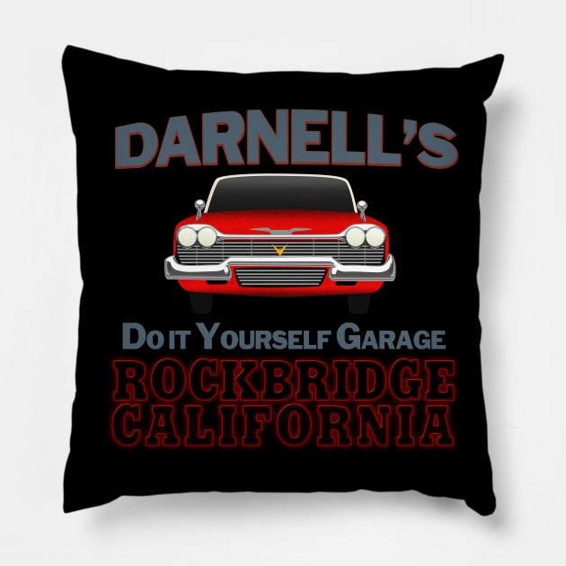 Christine Darnell's Garage Rockbridge California Pillow by carcinojen