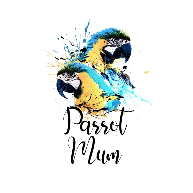 Parrot Mom Color Splatter Macaw White by BirdNerd