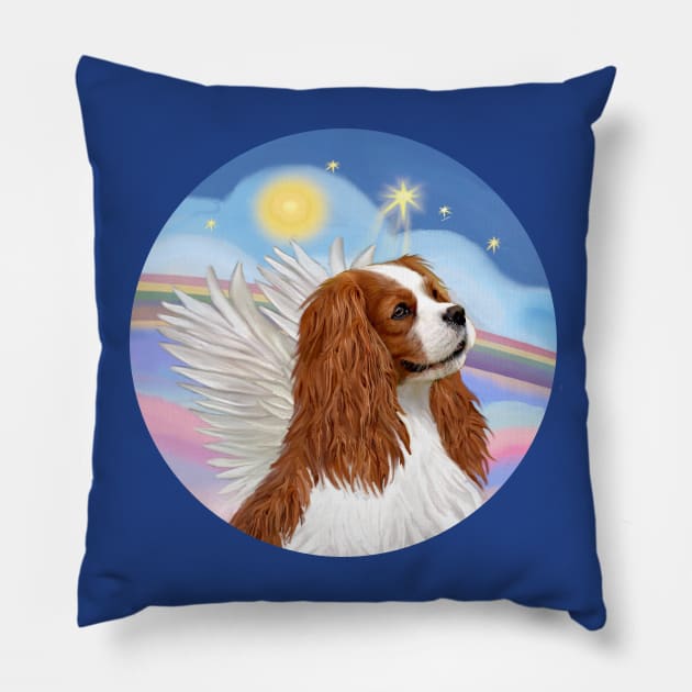 Cavalier king Charles Spaniel (Blenheim) in Heaven's Clouds Pillow by Dogs Galore and More