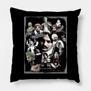 Sidhu Moosewala collage Pillow