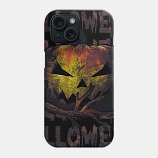 Halloween vintage grungy spooky carved pumpkin. Phone Case