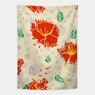 Hand drawn colorful flowers Tapestry