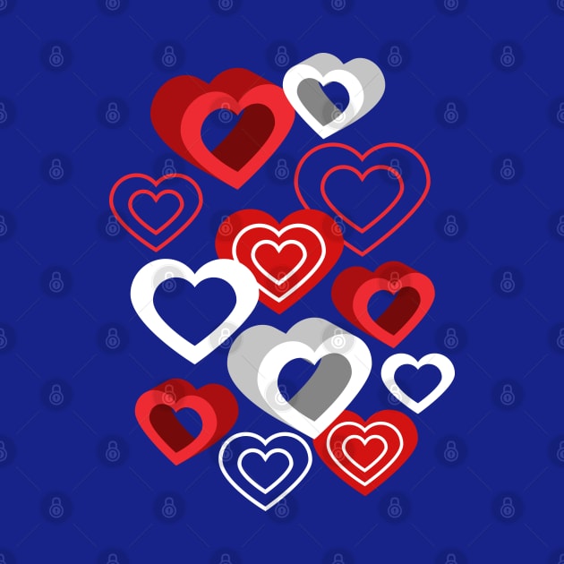 Love Hearts On Blue by Designoholic