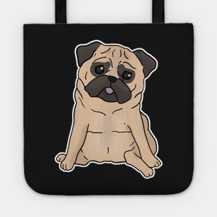 Cute pug dog hand drawn sitting with sad face Tote