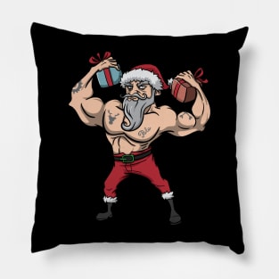 Workout Lifting Lifter Santa Claus Gym Christmas Fitness Pillow