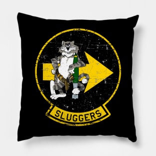 F-14 Tomcat - Sluggers - Yellow Bordered - Grunge Style Pillow