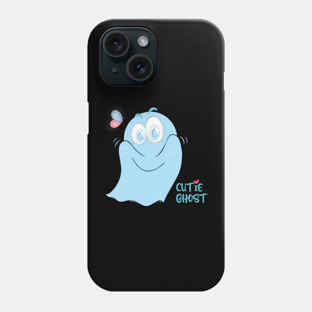 Cute funny ghost halloween with butterfly Phone Case by Qprinty