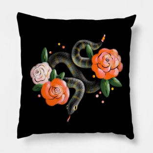 Snake with roses Pillow