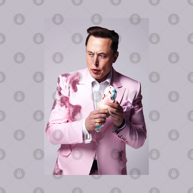 Elon Musk, Pee Wee Herman, pink outfit by Maverick Media