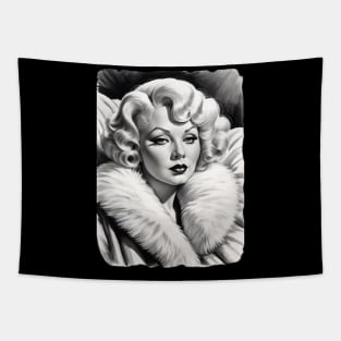 Mae West Black and White Portrait Tapestry