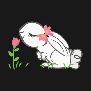 Cute bunny rabbit & flower unique animal art T-Shirt