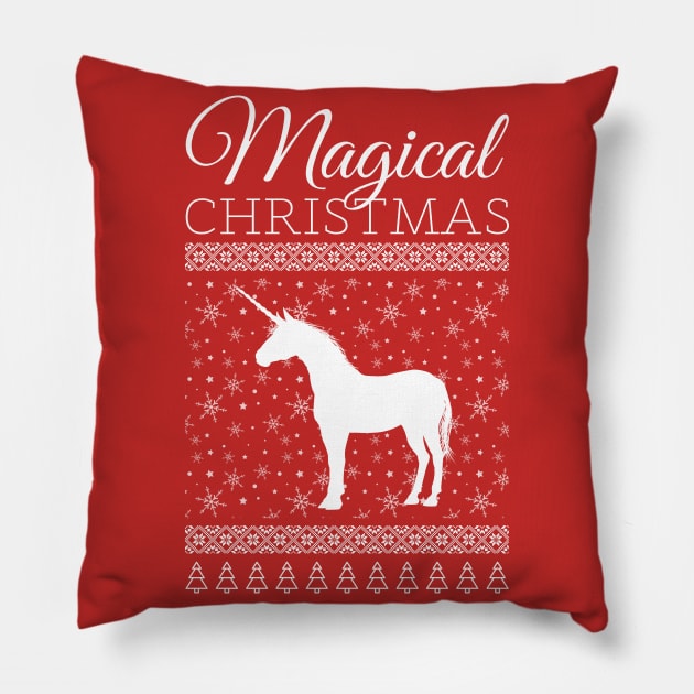 Christmas Unicorn Christmas Present Pillow by davidisnoartist