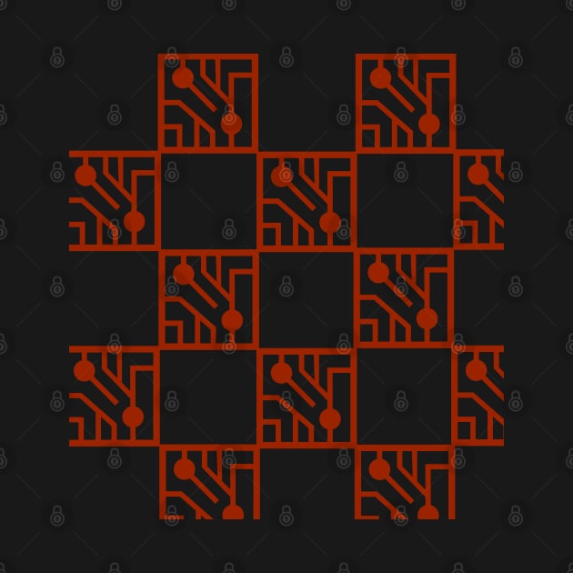 Red electronic circuits pattern by SAMUEL FORMAS