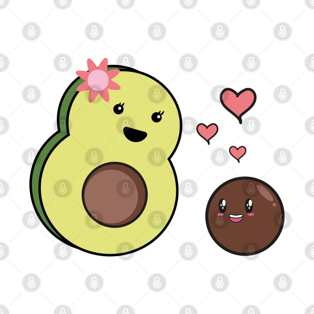 Mrs Avocado Kawaii And Baby Avocado Kawaii by IstoriaDesign