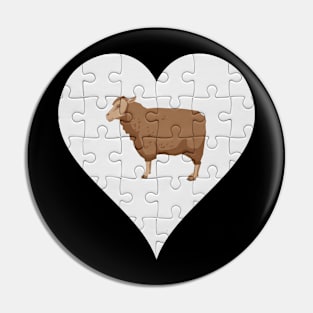 Jigsaw  Sheep Heart Design - Farm Animals Sheep Pin