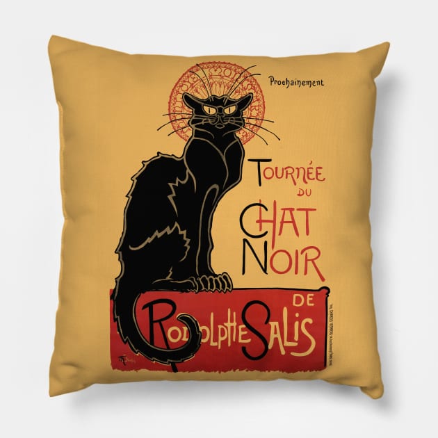 Tournee du Chat Noir France Vintage Poster V2 Pillow by vintagetreasure