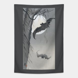 Two bats and a full moon Tapestry