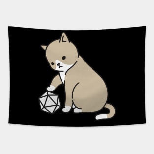 Polyhedral D20 Dice and Cats Tapestry