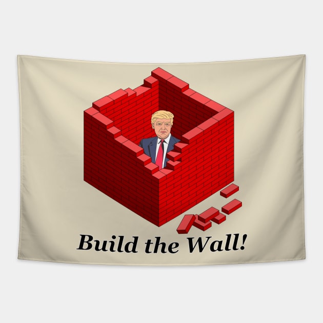 Build The Wall Trump Tapestry by NiftyGaloot