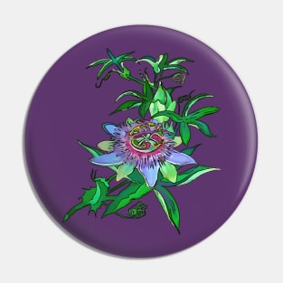 Passion Flower Blossom Black Outline Vector Art Pin