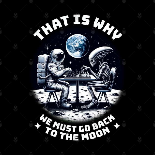 Alien vs. Astronaut – Chess Moon Landing Space by Infinitee Shirts