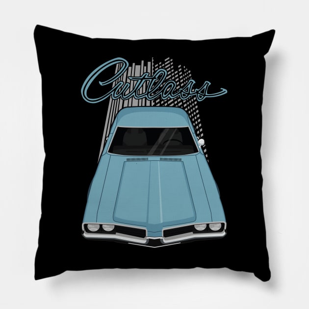 Oldsmobile Cutlass 1969 - light blue Pillow by V8social